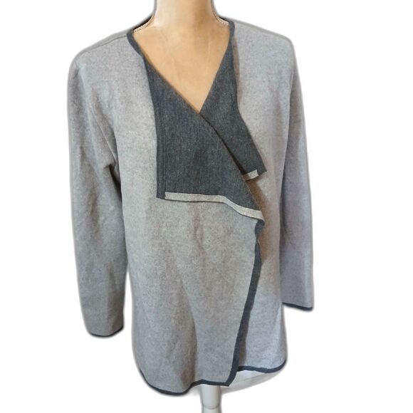 Lineamaglia Made in Italy Gray Open Front Cardigan Sweater Women’s XL wool blend - Picture 1 of 4